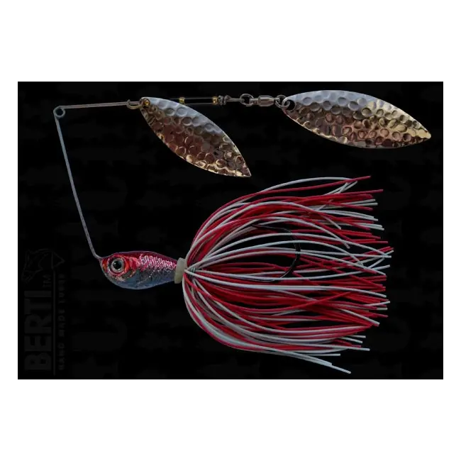 Bertilure Spinnerbait Salcie Nr.2 Salcie Nr.3 14g Skirt Siliconic Alb - Rosu