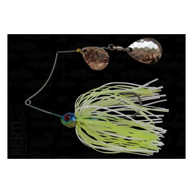 Bertilure Spinnerbait Shallow Killer Colorado-Colorado  Deep Cup 7g Skirt Siliconic White - Chartreuse