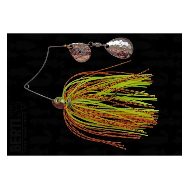 Bertilure Spinnerbait Shallow Killer Colorado-Colorado  Deep Cup 7g Skirt Siliconic Orange/Negru - Chartreuse