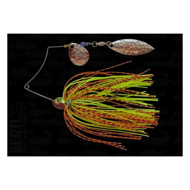 Bertilure Spinnerbait Shallow Killer Colorado Nr.1 Salcie Nr.2 7g Skirt Siliconic Orange/Negru - Chartreuse