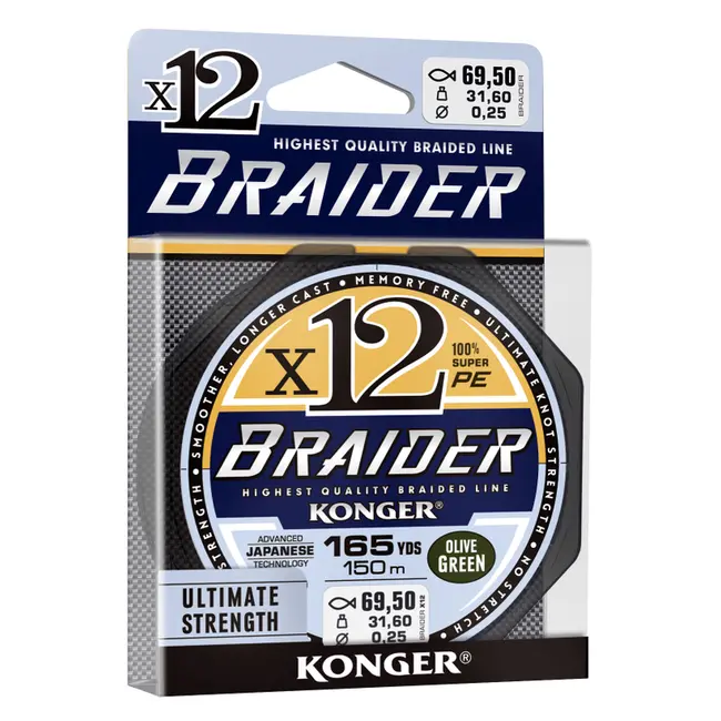 Fir Textil Konger Braider X12 Olive Green. 150m