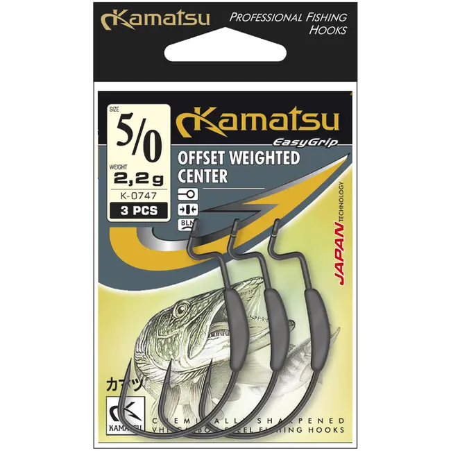 Carlige Kamatsu Offset Weighted Center Black Nickel Mesh Lestat, 3buc/plic
