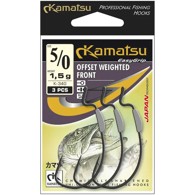 Carlige Kamatsu Offset Weighted Front Black Nickel Ringed Lestat, 3buc/plic