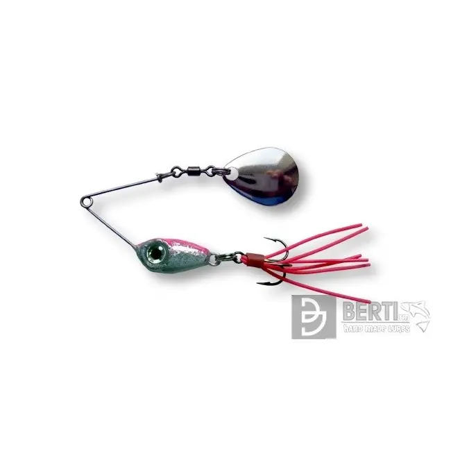 Micro Spinnerbait Berti cu Ancora, Paleta Colorado, Alb Roz, 3.5g