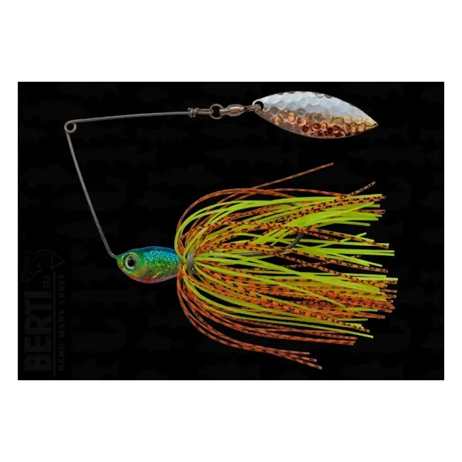 Bertilure Spinnerbait Salcie 2 cu Skirt  11g, Culoare Orange/Negru Chartreuse