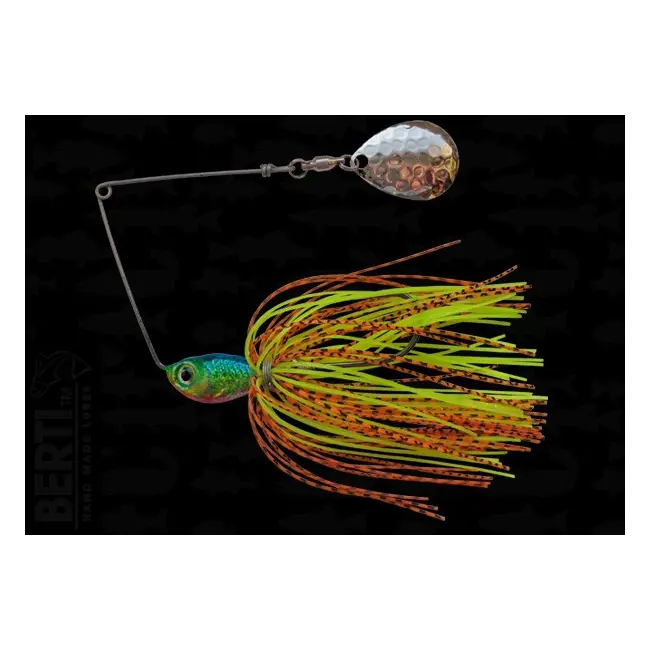 Bertilure Spinnerbait Colorado Deep Cup 2 cu Skirt 11g Culoare Orange/Negru Chartreuse