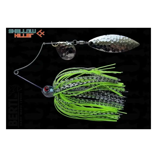 Spinnerbait Berti Shallow Killer Colorado Salcie, Alb/Negru/Chartreuse, 11g