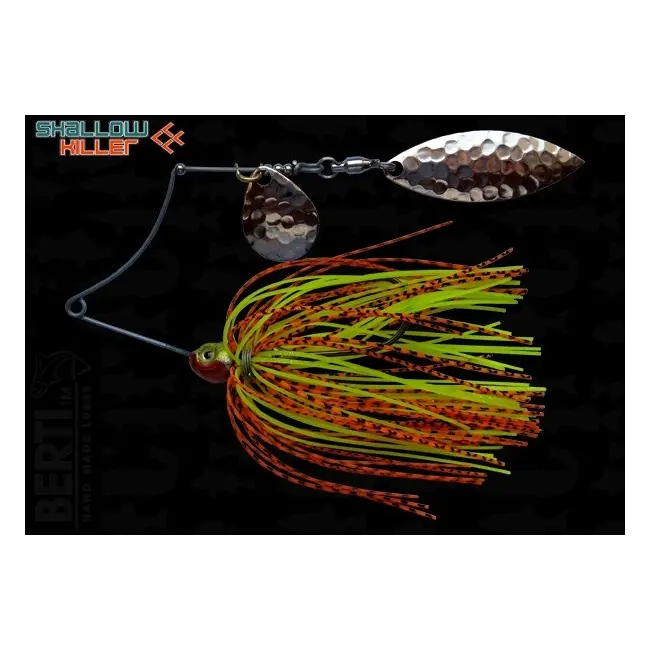Spinnerbait Berti Shallow Killer Colorado Salcie, Portocaliu/Negru/Chartreuse, 11g
