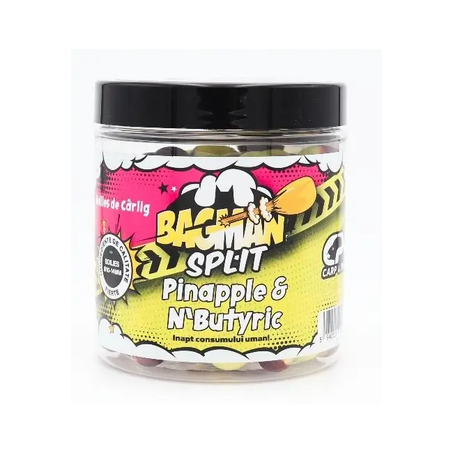 Boilies de Carlig Critic Echilibrat CPK Bagman Split, 10/14mm, Pineapple & N-butyric