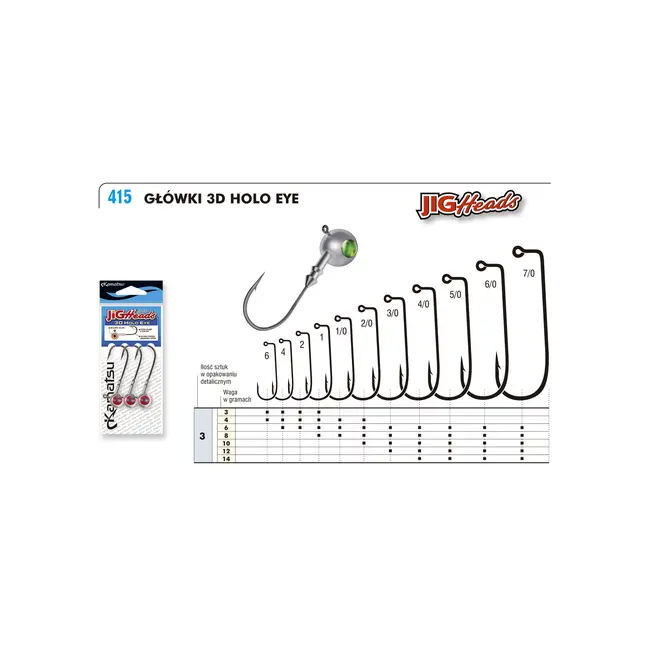Jiguri Kamatsu 3D Holo Red Eye Jig Head, Nr.1, 3buc/pachet