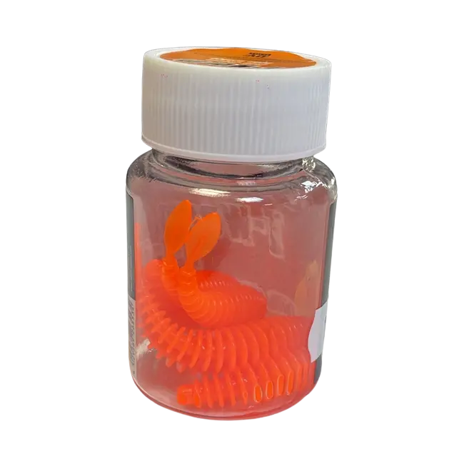 Shaduri Magic Trout T-Worm P-Tail Chilli-Cheese, Neon Orange, 6.5cm, 6buc/borcan