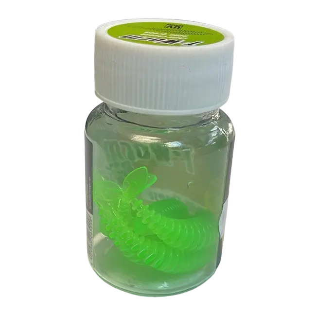 Shaduri Magic Trout T-Worm P-Tail Chilli-Cheese, Neon Green, 6.5cm, 6buc/borcan