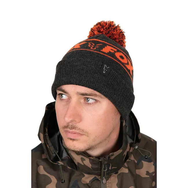 Caciula Fox Collection Bobble Hat, Black & Orange