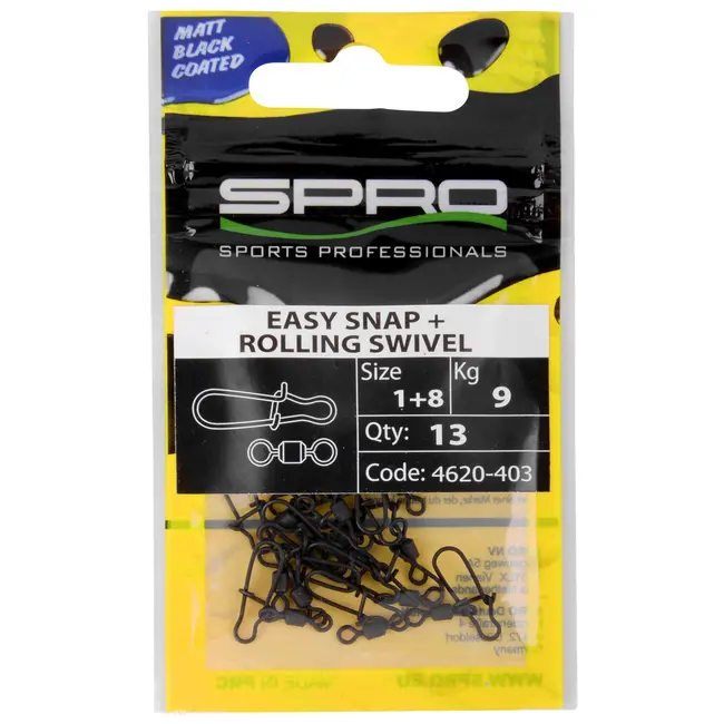 Vartej cu Agrafa Spro Matte Black Easy Snap + Rolling Swivel
