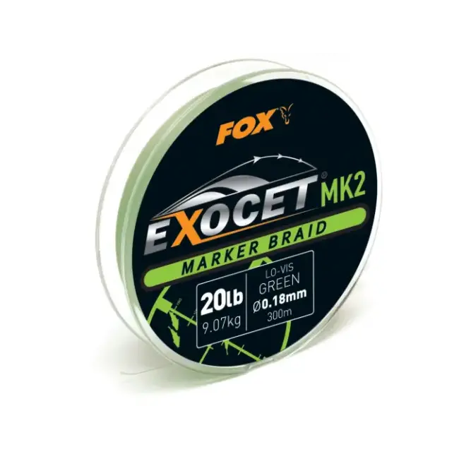 Fir Textil Fox Exocet MK2 Marker Braid Green 0.18mm, 9.07kg, 300m