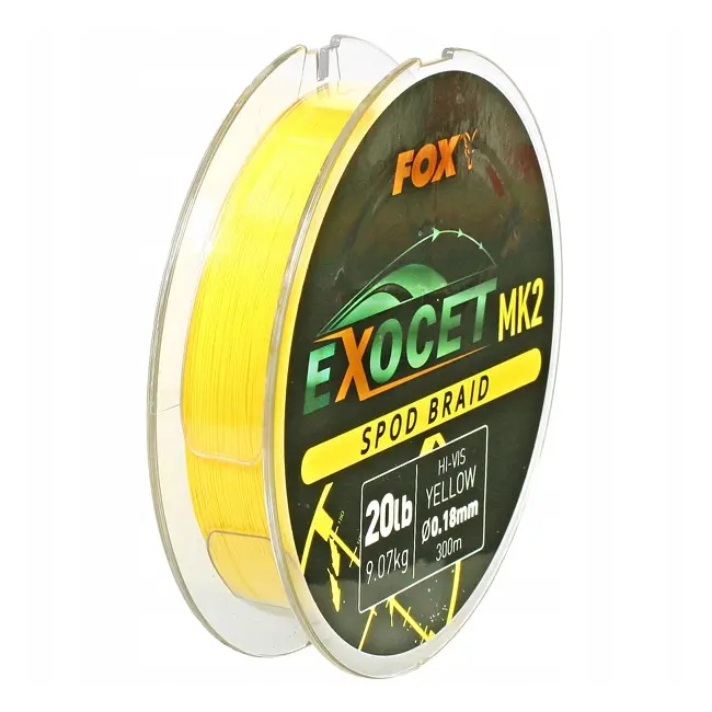 Fir Textil Fox Exocet MK2 Spod Braid Yellow, 0.18mm, 9.07kg, 300m
