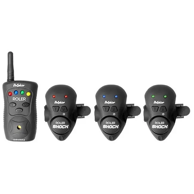 Set Avertizori-Senzori Pescuit  Delphin Roler Shock Montabile pe Lanseta + Statie , 3+1
