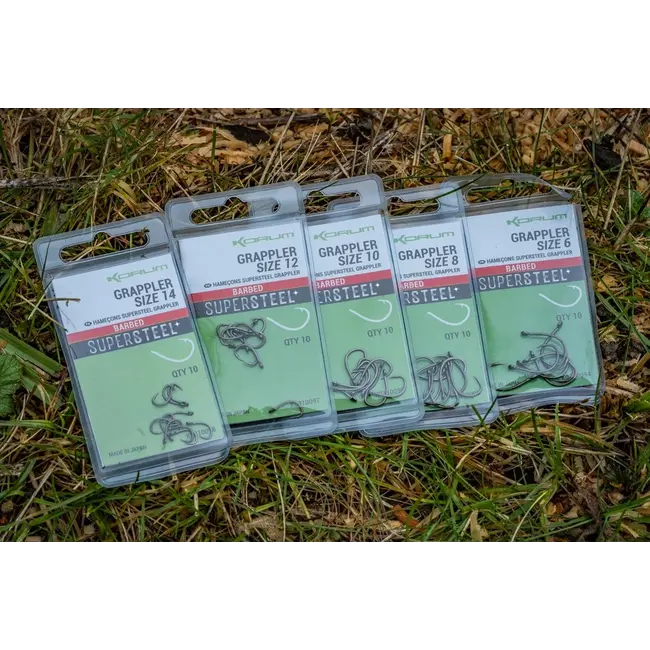 Carlige Korum Supersteel Grappler Hooks Barbed, 10buc-plic