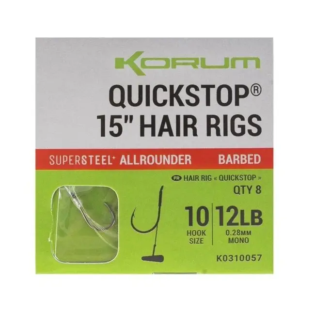 Carlige Legate Korum Dutch Big Fish Quickstop Hair Rigs Barbed, 10cm