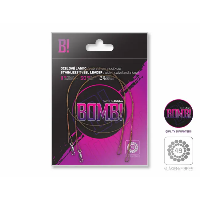 Struna Otel cu Vartej Delphin BOMB 49 Stainless Steel Leader, 2buc/plic