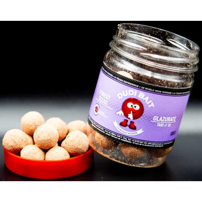 Boilies Solubil de Carlig Dudi Bait Forest Squid Glazurate, Squid&Fructe de Padure, 20mm, 100g