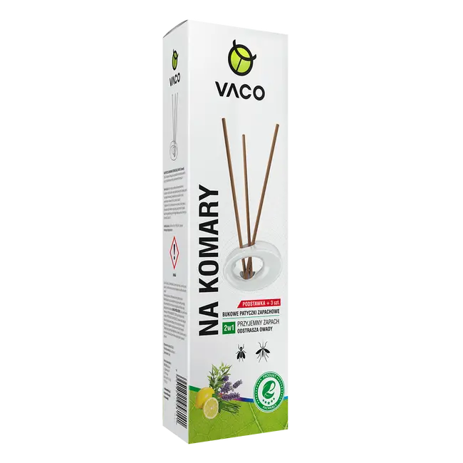 Betisoare cu suport pentru Tantari, Molii si Muste Vaco Eco, Parfum de Lamaie, 3buc