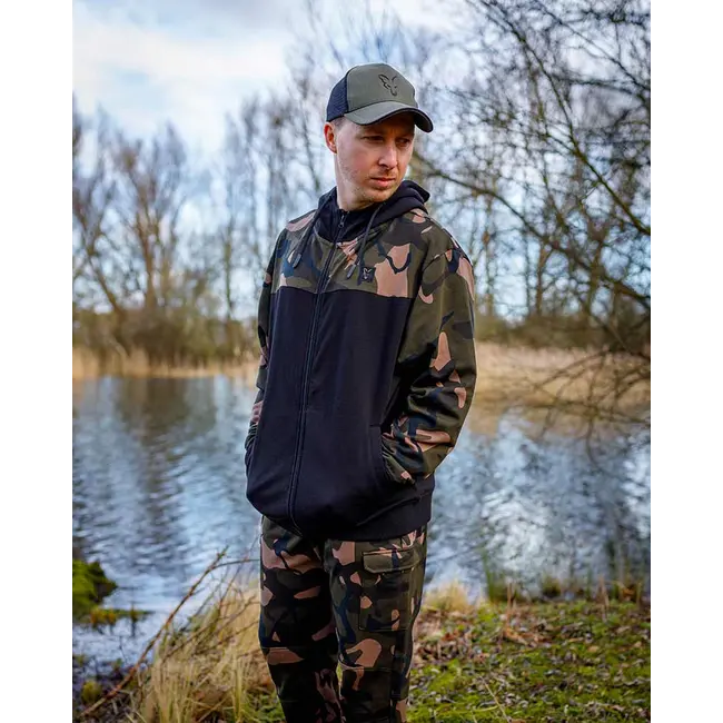 Hanorac Fox Light Weight Black Camo Split Zip Hoody