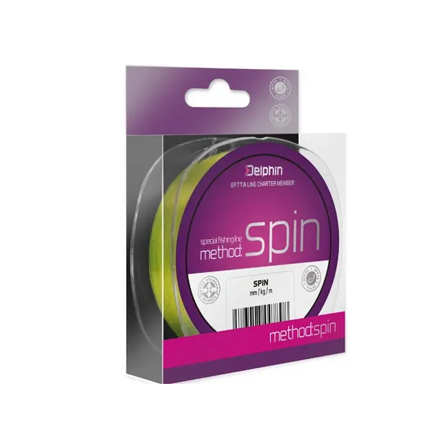 Fir Monofilament Delphin FIN Method SPIN Inflexibile, Galben Fluo, 150m,200m,300m