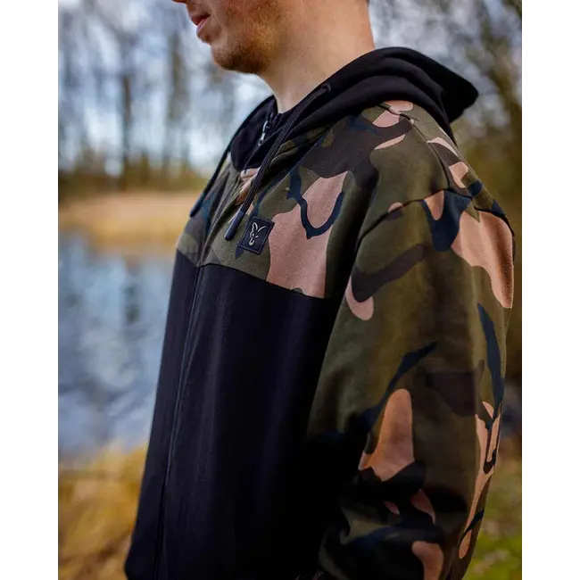 Hanorac Fox Light Weight Black Camo Split Zip Hoody