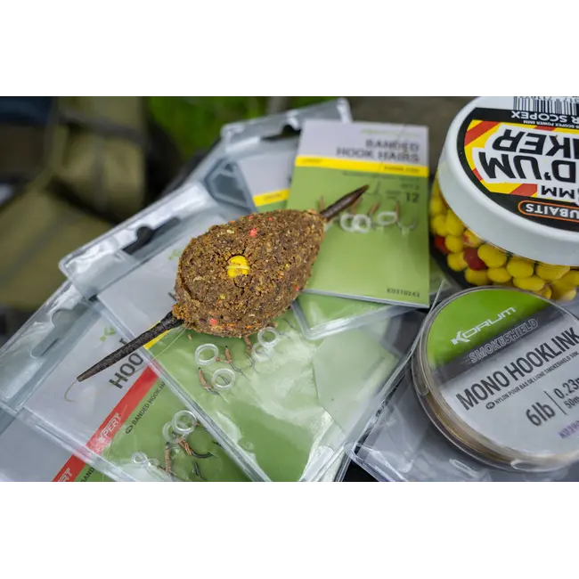 Carlige Legate Pescuit Korum Banded Hook Hairs, Barbed, 5buc/plic