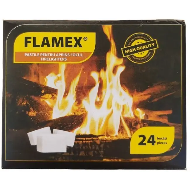 Pastile Albe Aprindere Foc Flamex ECO, Negru, 24buc/pachet