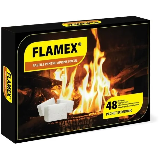 Pastile Albe Aprindere Foc Flamex ECO, Negru, 48buc/pachet