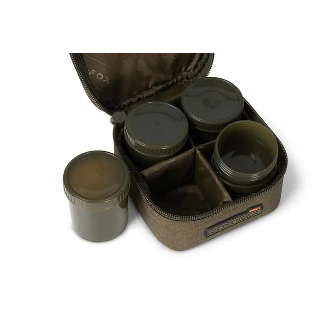 Geanta Momeala Fox Voyager 6 Pot Hookbait Case, 17x17x10cm