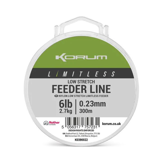 Fir Monofilament Korum Limitless Low Stretch Feeder Line, 0.23mm,2.7kg,300m