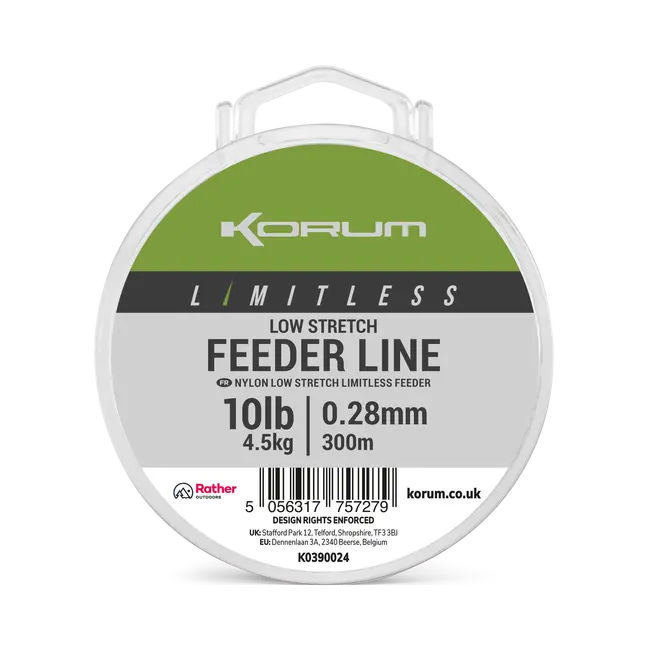 Fir Monofilament Korum Limitless Low Stretch Feeder Line, 0.23mm,2.7kg,300m