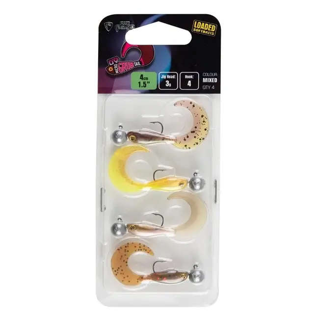Grub Pescuit FOX Rage Micro Grub Tail Pro Mixed UV Colour Pack Loaded Lure Pack, 4cm, 3g, Nr.4, 4buc/blister