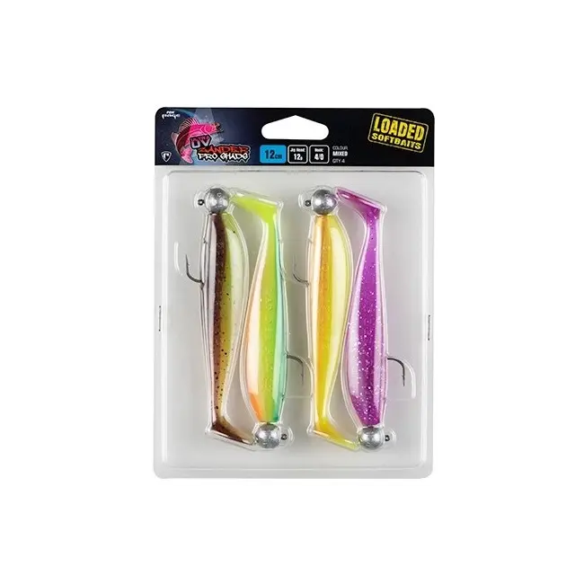 Shad FOX Rage Zander Pro Mixed UV Colour Pack Loaded Head, 7.5cm, 5g, 4buc/blister