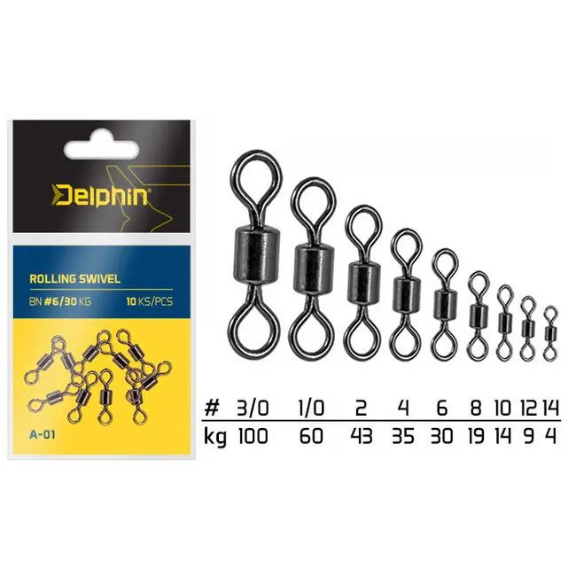 Vartej cu Butoias Delphin Rolling Swivel A-01, 10buc/plic